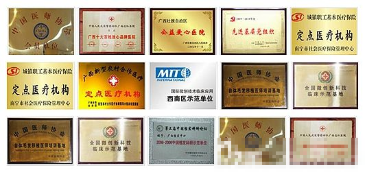 院内所获的各种荣誉证书